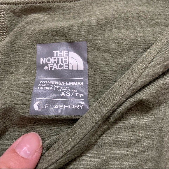 The North Face Flashdry heathered olive green athletic hiking shirt - Picture 5 of 9